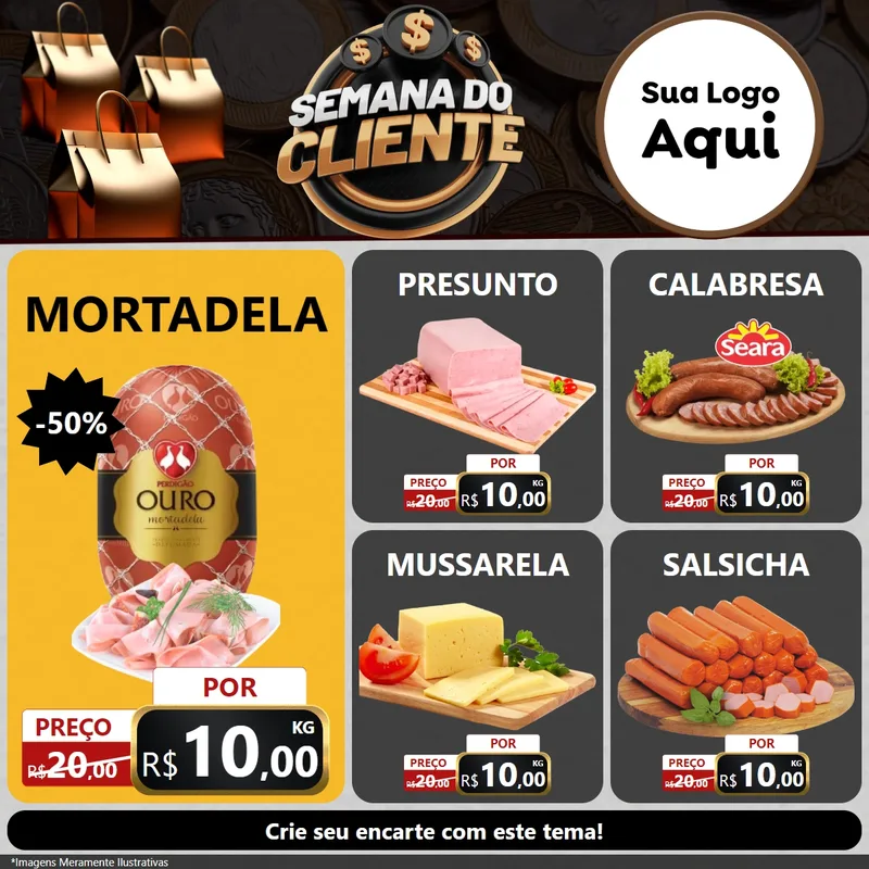 Modelo de Rede Social para Feed Facebook com o tema Semana do Cliente para Frios e Laticínios