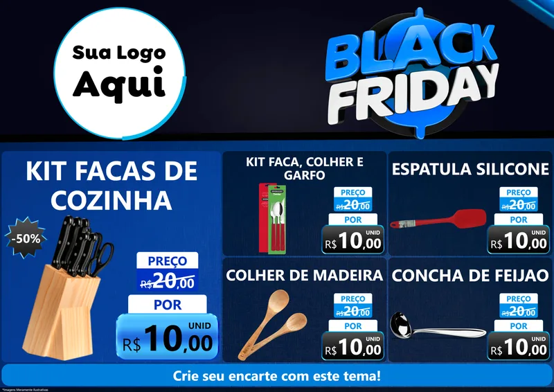 Modelo de Encarte para Encarte A4 Horizontal com o tema Black Friday para Utilidades Domésticas