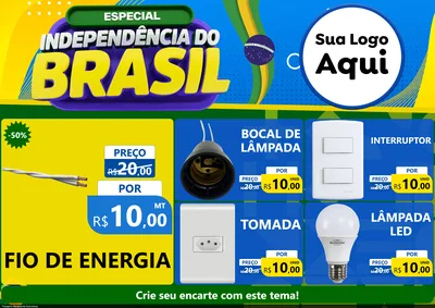 Modelo de Encarte para Encarte A4 Horizontal com o tema Especial Independência do Brasil para Materiais Elétricos