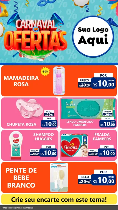 Modelo de TV para TV Vertical com o tema Carnaval de Ofertas para Bebês