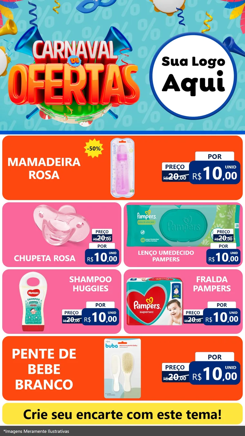 Modelo de TV para TV Vertical com o tema Carnaval de Ofertas para Bebês