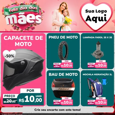 Modelo de Rede Social para Feed Facebook com o tema Feliz Dia das Mães para Moto peças