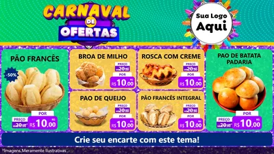 Modelo de TV para TV Horizontal com o tema Carnaval de Ofertas para Padaria