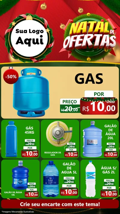 Modelo de Rede Social para Stories com o tema Natal de Ofertas para Água e gás