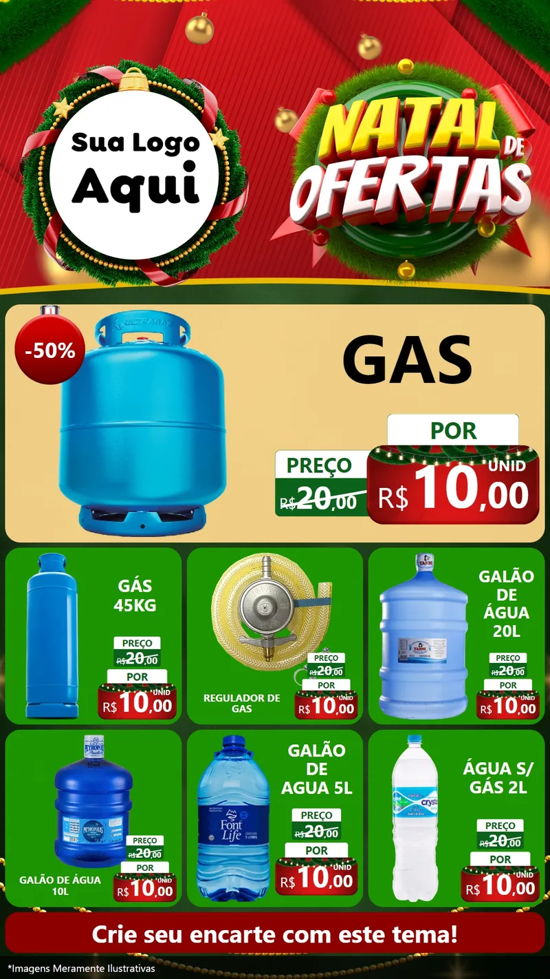 Modelo de Rede Social para Stories com o tema Natal de Ofertas para Água e gás