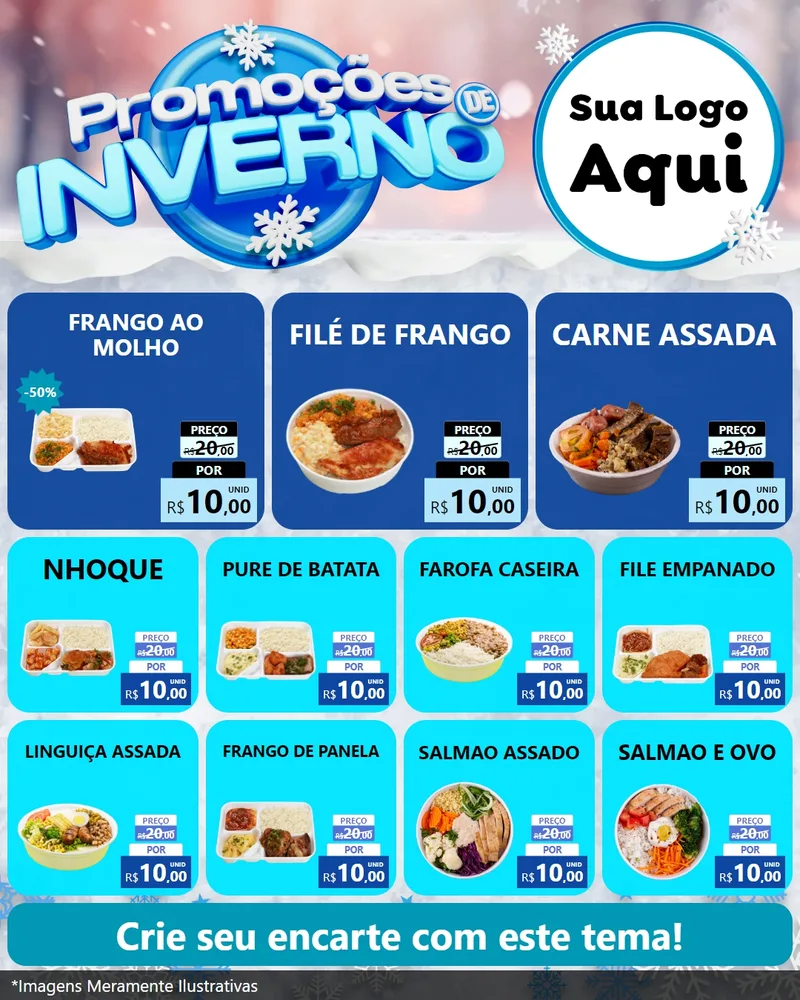 Modelo de Rede Social para Feed Instagram com o tema Promoções de Inverno para Restaurante
