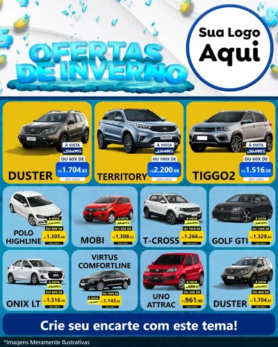 Modelo de Rede Social para Feed Instagram com o tema Ofertas de Inverno para Concessionaria de Carros