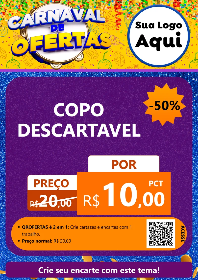 Modelo de Cartaz para Cartaz A4 Vertical com o tema Carnaval de Ofertas para Embalagens