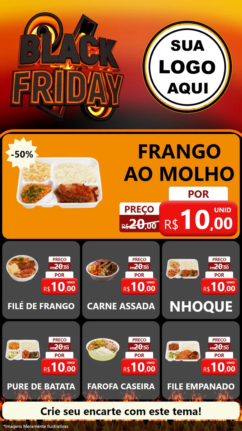 Modelo de Rede Social para Stories com o tema Black Friday para Restaurante