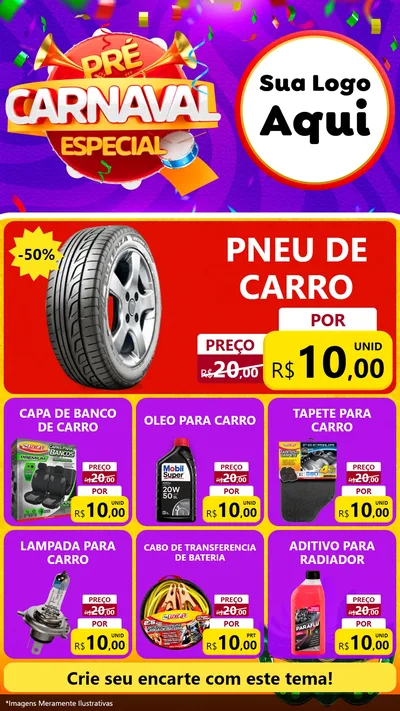 Modelo de Rede Social para Stories com o tema Pré-Carnaval Especial para Auto peças