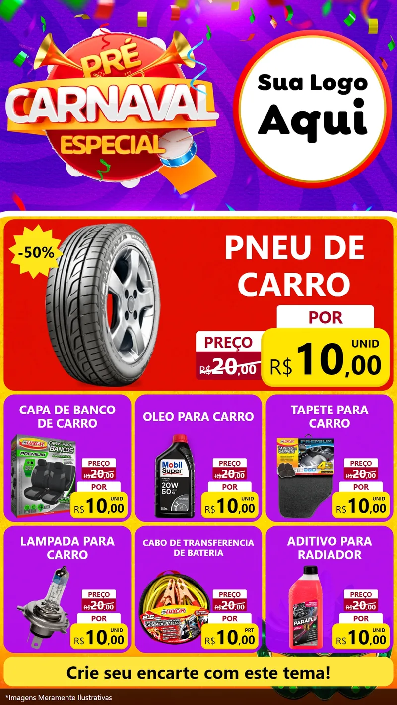 Modelo de Rede Social para Stories com o tema Pré-Carnaval Especial para Auto peças