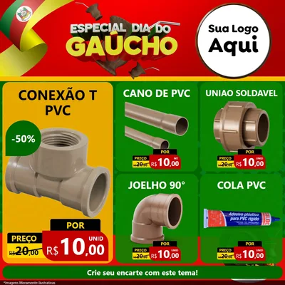 Modelo de Rede Social para Feed Facebook com o tema Especial Dia do Gaúcho para Tubos e conexões