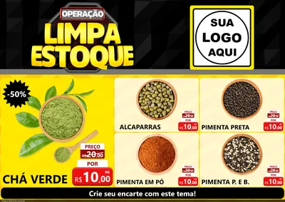 Modelo de Encarte para Encarte A4 Horizontal com o tema Operação Limpa Estoque para Produtos Naturais