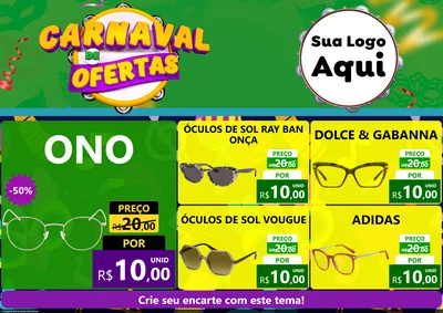 Modelo de Encarte para Encarte A4 Horizontal com o tema Carnaval de Ofertas para Óticas