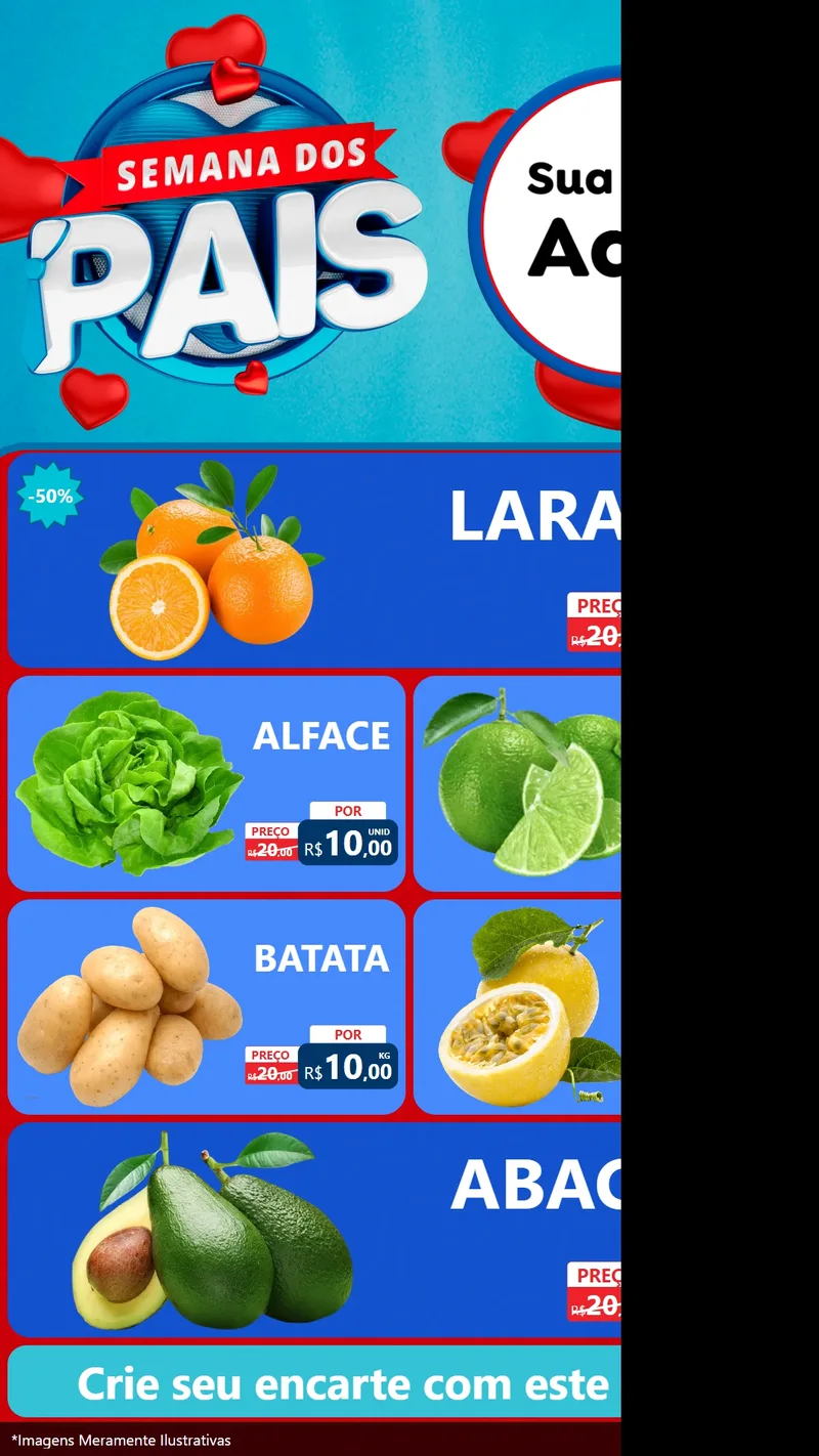 Modelo de TV para TV Vertical com o tema Semana Dos Pais para Hortifrúti