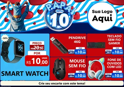 Modelo de Encarte para Encarte A4 Horizontal com o tema Papai Nota 10 para Informática