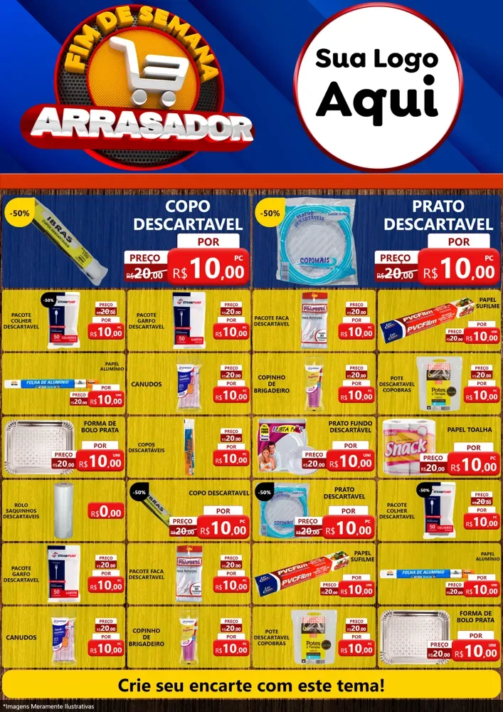 Modelo de Encarte para Encarte A4 Vertical com o tema Fim De Semana Arrasador para Embalagens
