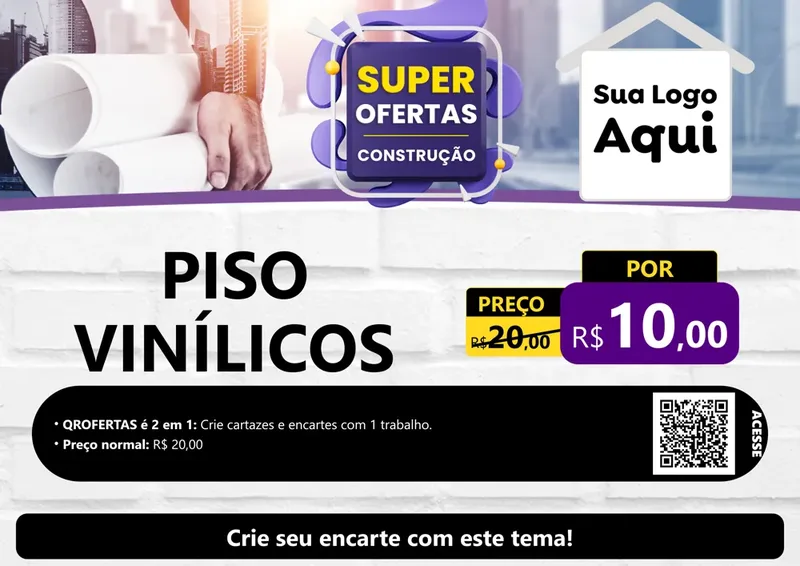 Modelo de Cartaz para Cartaz A4 Horizontal com o tema Super Ofertas - Construção para Material para Construção