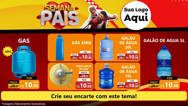 Modelo de TV para TV Horizontal com o tema Semana Dos Pais para Água e gás