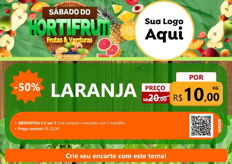 Modelo de Cartaz para Cartaz A4 Horizontal com o tema Sábado do Hortifrúti para Hortifrúti