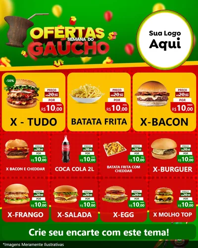 Modelo de Rede Social para Feed Instagram com o tema Ofertas Semana Do Gaúcho para Hamburgueria