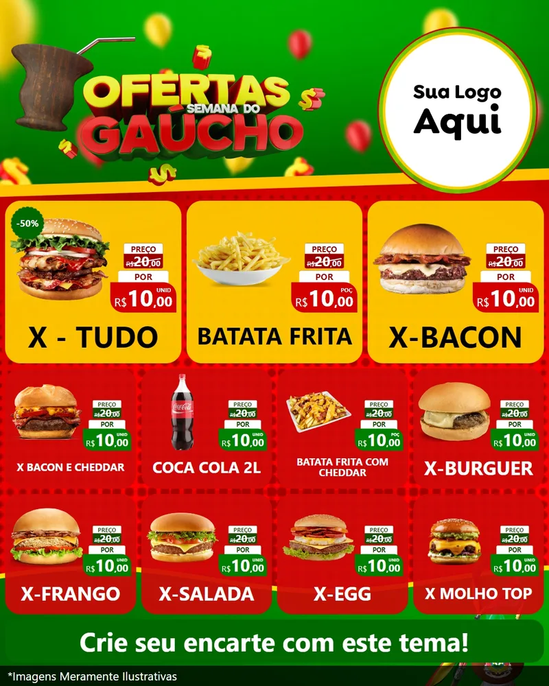 Modelo de Rede Social para Feed Instagram com o tema Ofertas Semana Do Gaúcho para Hamburgueria