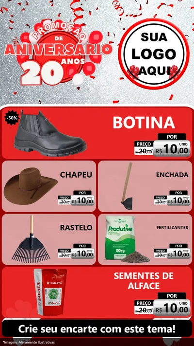 Modelo de TV para TV Vertical com o tema Promoção de Aniversário - 20 Anos para Agropecuária