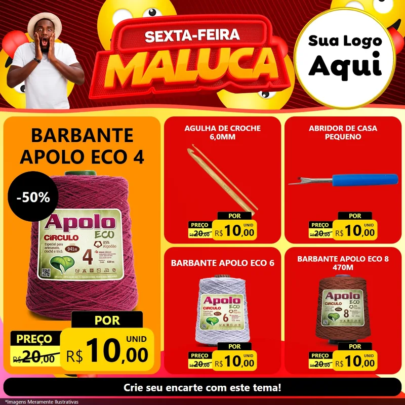 Modelo de Rede Social para Feed Facebook com o tema Sexta-feira Maluca para Armarinho e Aviamentos