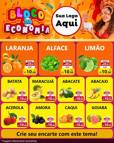 Modelo de Rede Social para Feed Instagram com o tema Bloco da Economia para Hortifrúti