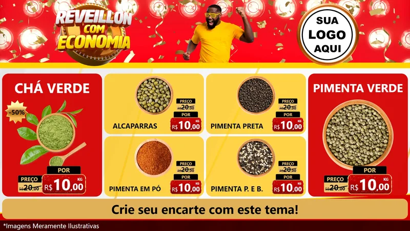 Modelo de TV para TV Horizontal com o tema Réveillon com Economia para Produtos Naturais