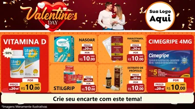 Modelo de TV para TV Horizontal com o tema Valentine's Day para Farmácia