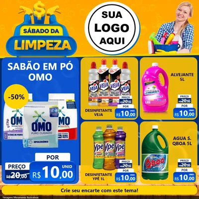 Modelo de Rede Social para Feed Facebook com o tema Sábado da Limpeza para Produtos de Limpeza