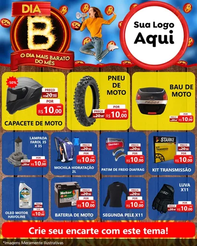 Modelo de Rede Social para Feed Instagram com o tema Dia B - O Dia Mais Barato Do Mês para Moto peças