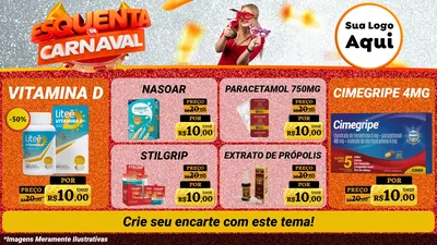 Modelo de TV para TV Horizontal com o tema Esquenta de Carnaval para Farmácia