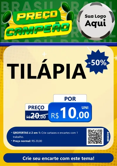 Modelo de Cartaz para Cartaz A4 Vertical com o tema Preço Campeão - Copa para Peixaria