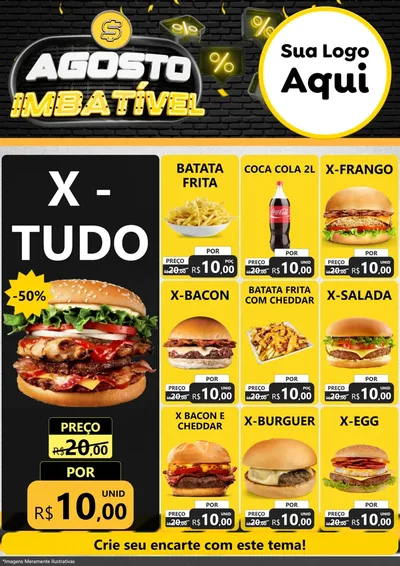 Modelo de Encarte para Encarte A4 Vertical com o tema Agosto Imbatível para Hamburgueria