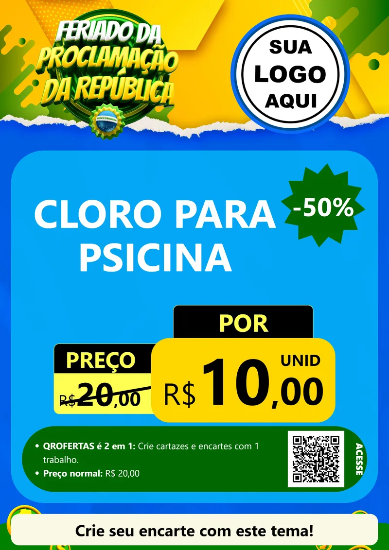 Modelo de Cartaz para Cartaz A4 Vertical com o tema Feriado da Proclamação da República para Produtos para Piscina