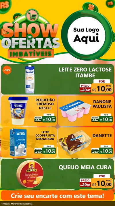 Modelo de TV para TV Vertical com o tema Show de Ofertas Imbatíveis para Frios e Laticínios