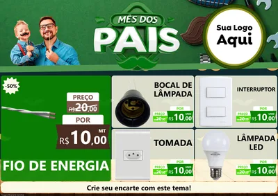 Modelo de Encarte para Encarte A4 Horizontal com o tema Mês dos Pais para Materiais Elétricos