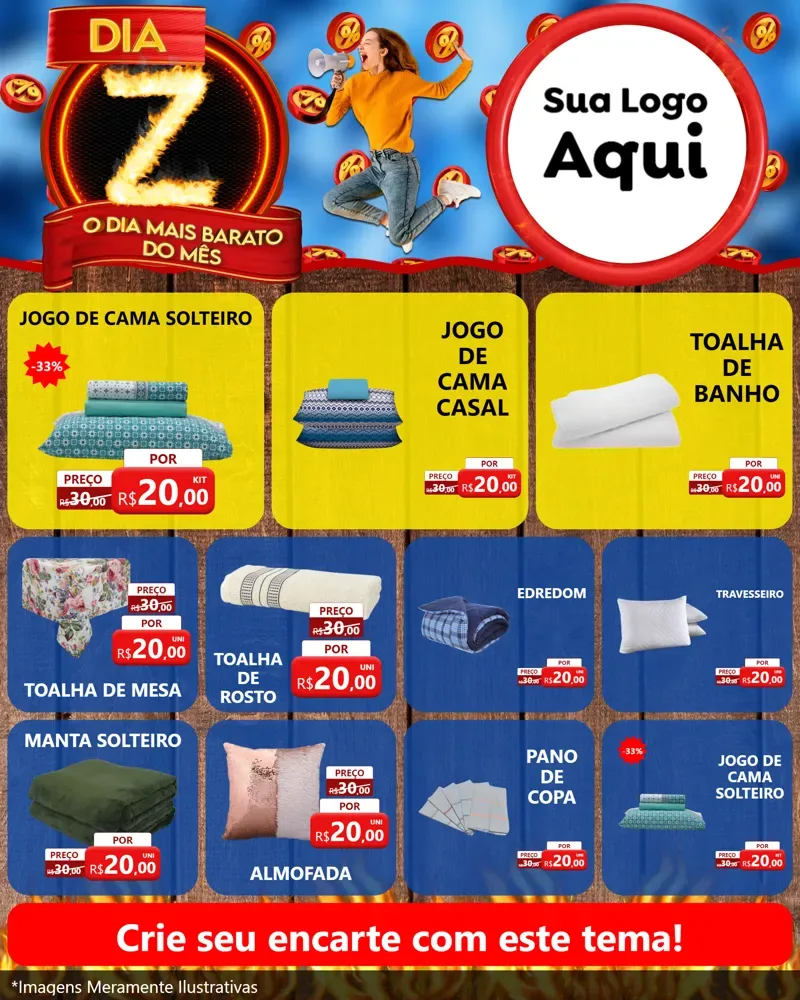 Modelo de Rede Social para Feed Instagram com o tema Dia Z - O Dia Mais Barato Do Mês para Cama, Mesa e Banho