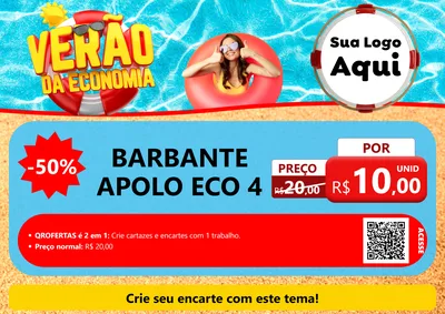 Modelo de Cartaz para Cartaz A4 Horizontal com o tema Verão da Economia para Armarinho e Aviamentos