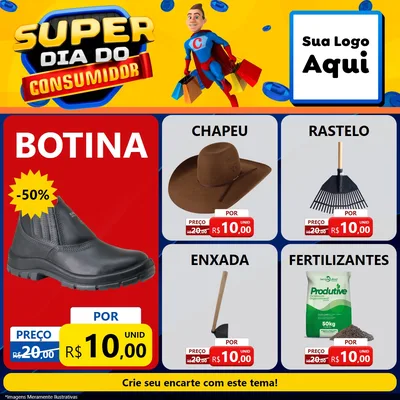 Modelo de Rede Social para Feed Facebook com o tema Super Dia do Consumidor para Agropecuária