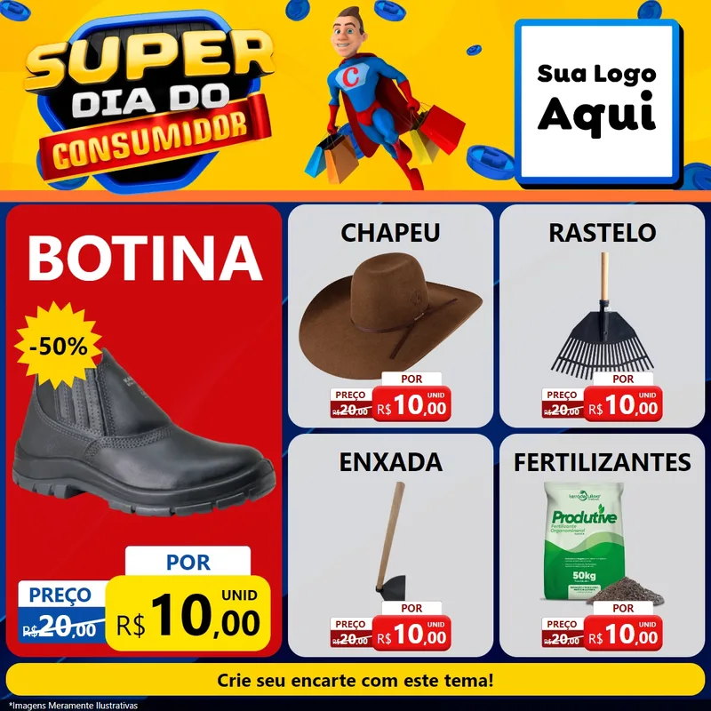 Modelo de Rede Social para Feed Facebook com o tema Super Dia do Consumidor para Agropecuária