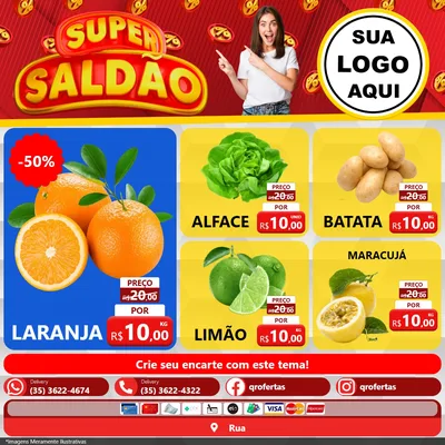 Modelo de Rede Social para Feed Facebook com o tema Super Saldão para Hortifrúti
