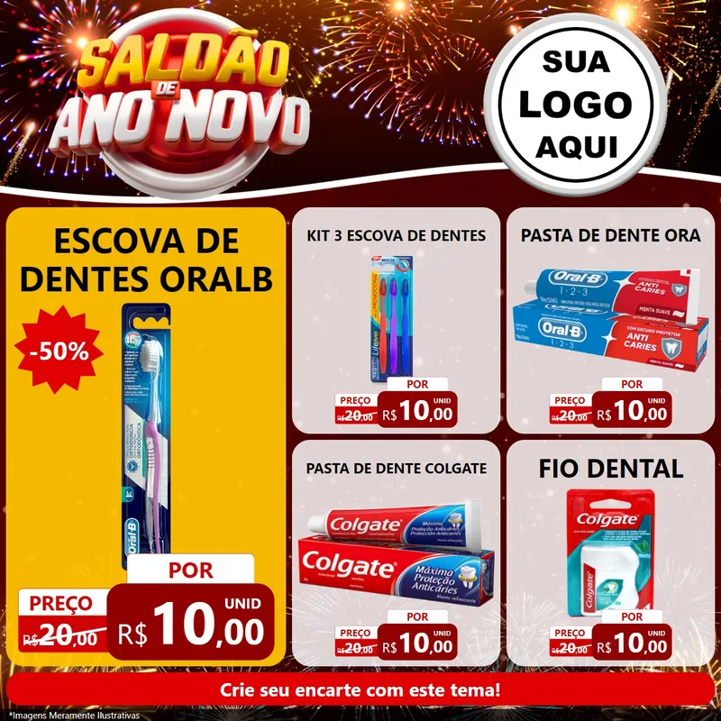 Modelo de Rede Social para Feed Facebook com o tema Saldão de Ano Novo para Higiene Pessoal