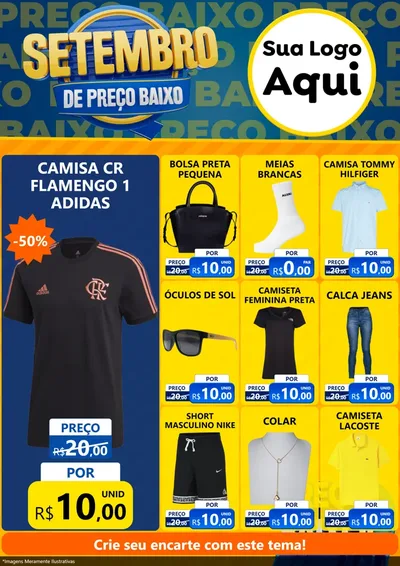 Modelo de Encarte para Encarte A4 Vertical com o tema Setembro De Preço Baixo para Roupas e acessórios