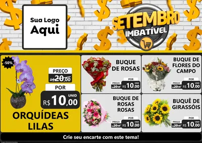 Modelo de Encarte para Encarte A4 Horizontal com o tema Setembro Imbatível para Floricultura e jardim