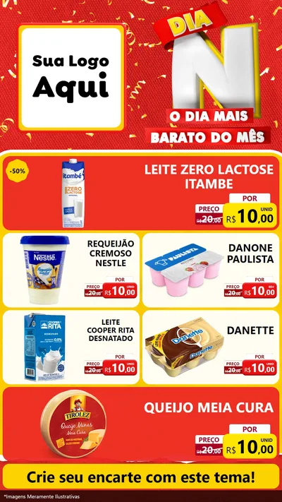 Modelo de TV para TV Vertical com o tema Dia N o Dia Mais Barato do Mês para Frios e Laticínios