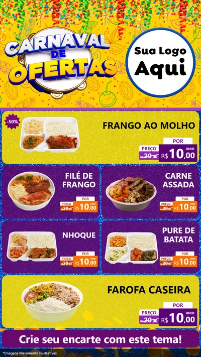 Modelo de TV para TV Vertical com o tema Carnaval de Ofertas para Restaurante
