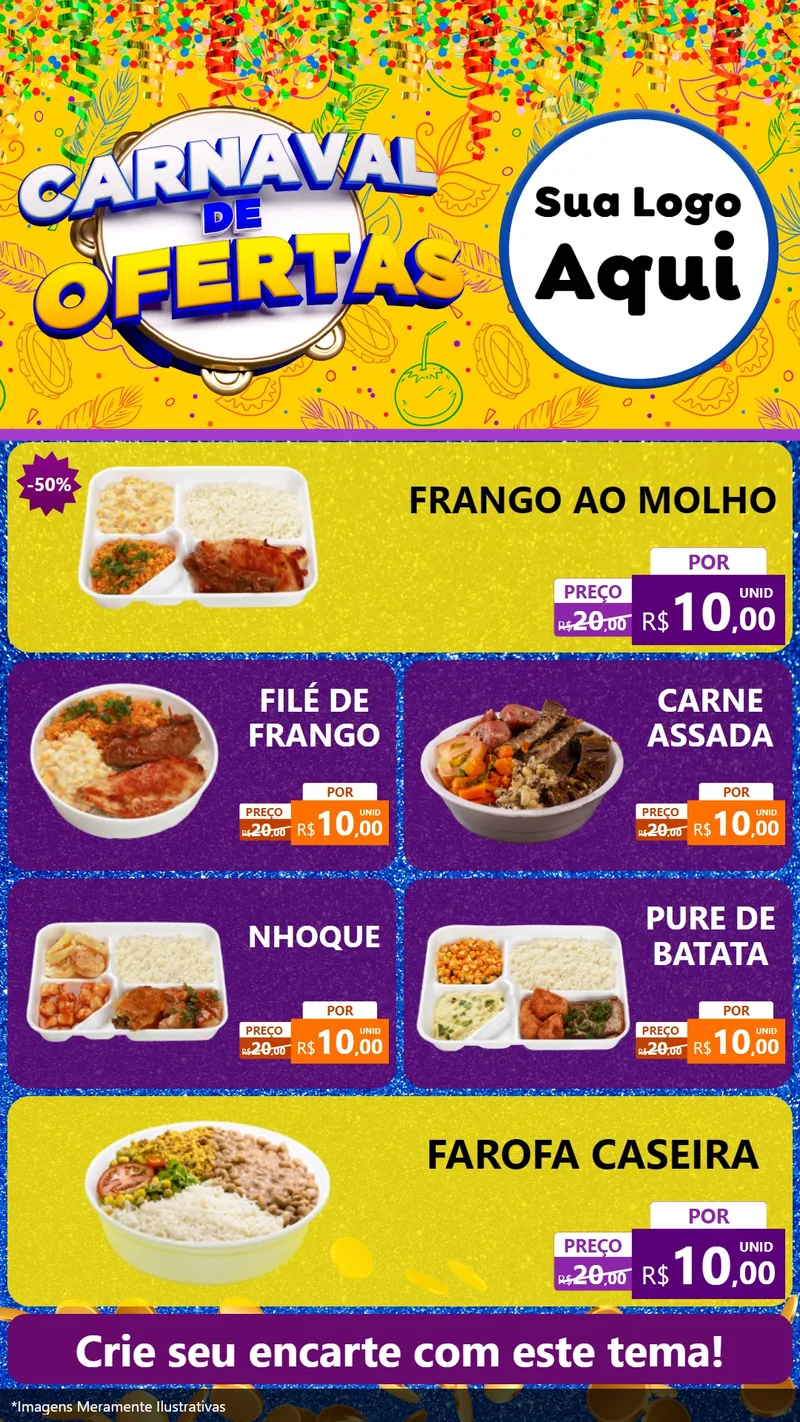 Modelo de TV para TV Vertical com o tema Carnaval de Ofertas para Restaurante